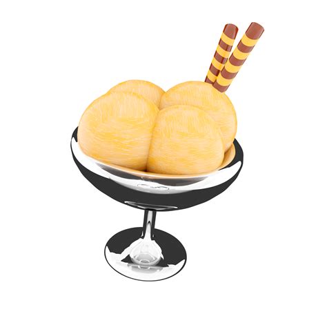 3d rendering four scoops of ice cream in a glass icon. 3d render ...