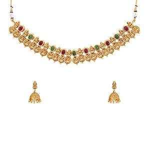 Buy Yellow Chimes Jewellery Set for Women and Girls Temple Jewellery ...