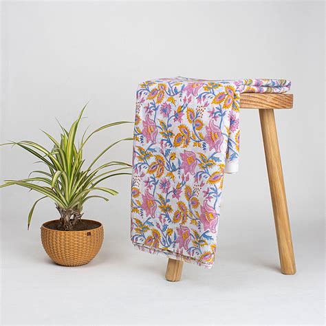 Buy Best Pink Floral Hand Block Pure Cotton Fabric – DMAASA