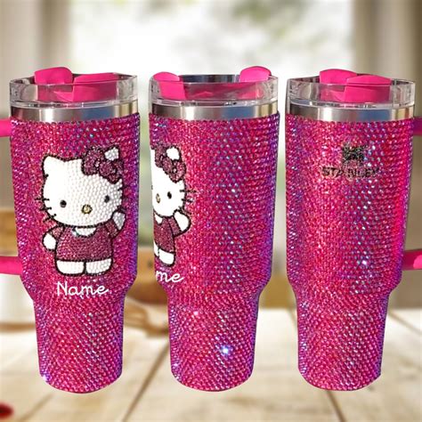 Rhinestone Bling Hello Kitty Cartoon Custom Stanley Cup 40 oz 30 oz ...