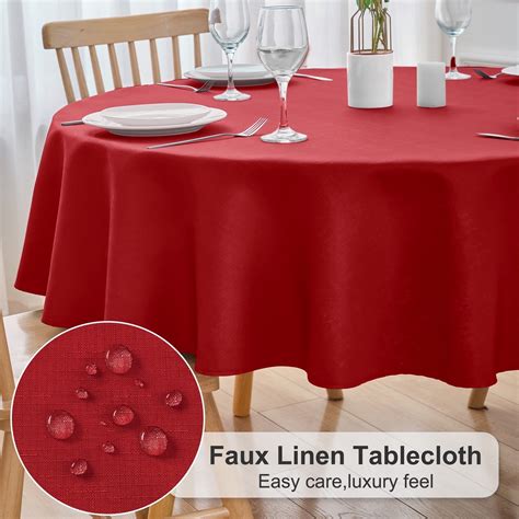 Inosoo Faux Linen Fabric Round Tablecloth, 60 Inch Stain and Wrinkle ...