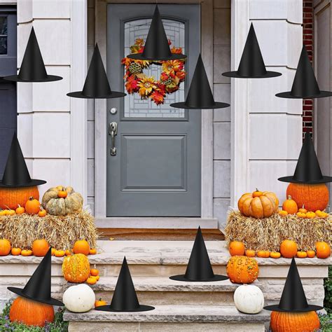 Amazon.com: 12pcs Halloween Black Witch Hats Decorations, Thickened ...