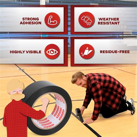 Snapklik.com : XFasten Vinyl Floor Tape Black, 2 Inch X 36 Yards, Gym ...