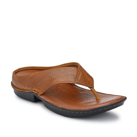 Eego Italy Men's Comfort Thong Slippers KM-3-TAN