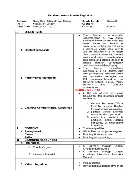 Image result for Lesson Plan Examples