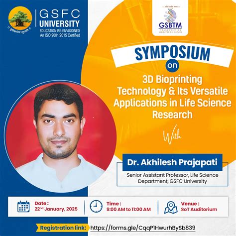 Symposium on 3D Bioprinting Technology | GSFC University, Vadodara