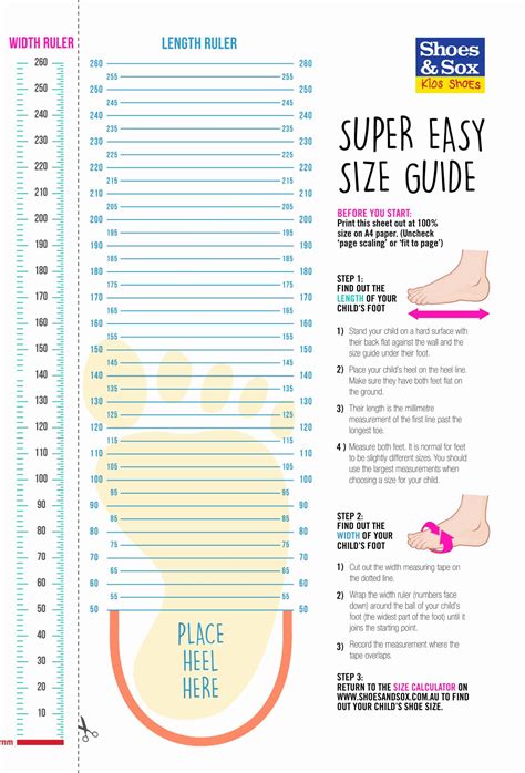 Foot Size Chart Printable - Printable Kids Activities