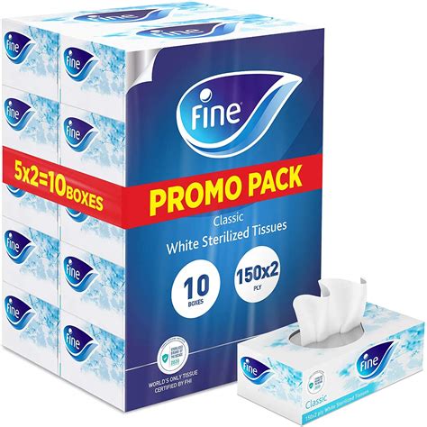 Fine, Sterilized Facial Tissues, Classic, 150x2 Ply White Tissues ...