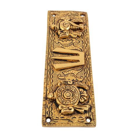Jaszzart Door Hanging Shankh Chakra Tilak Namah Pure Brass Wall Hangin