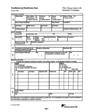 Fillable Online iatse504welfare Enrollment and Beneficiary Form The ...