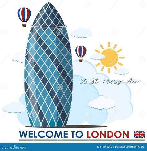 A Gherkin Building in London Editorial Image - Illustration of travel, clipart: 119158260