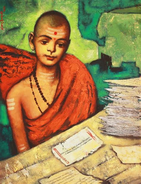 "Vedpathan": Orange Religious painting by Shankar Devarukhe | ArtZolo.com