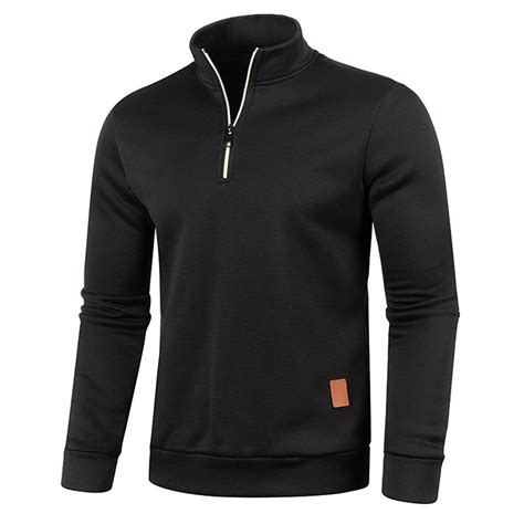 Mens 1/4 Zip Pullover Fleece Sweatshirt for Men Stand Collar Quarter ...