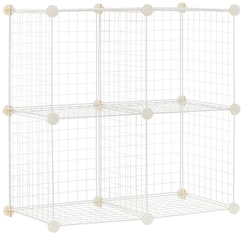 amazon basics Metallic Powder Coated 4 Cube Wire Storage Shelves (White ...