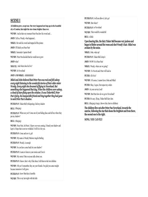 Image result for Peter Pan Transcript