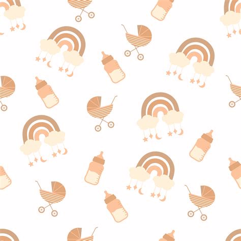 Scrapbook seamless background. Orange baby shower patterns. Cute print ...