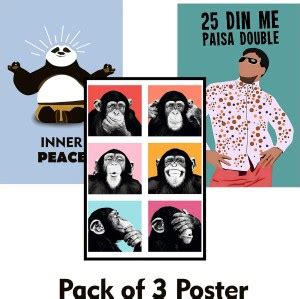 Pack of 3 Funny Posters | Funny poster for Room, Office, Door, Wall ...