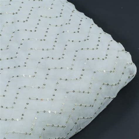 White Dyeable Georgette Thread Embroidery(80CMT PIECE)