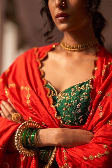 Label Earthen - Rani Bahar Reshmi Lehenga Set - Elahe