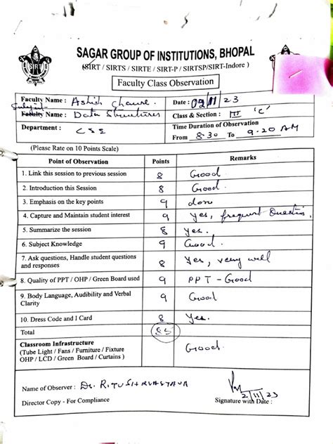 Image result for Science Class Observation Report Sample
