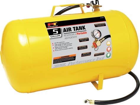 Performance Tool W10005 Hi-viz 5-Gallon Horizontal Portable Air Tank ...