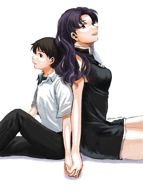 ikari shinji and katsuragi misato (neon genesis evangelion) drawn by ...