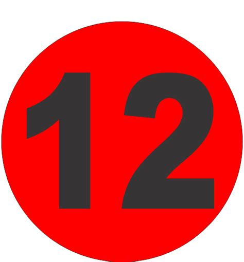 Number Twelve (12) Fluorescent Circle or Square Labels