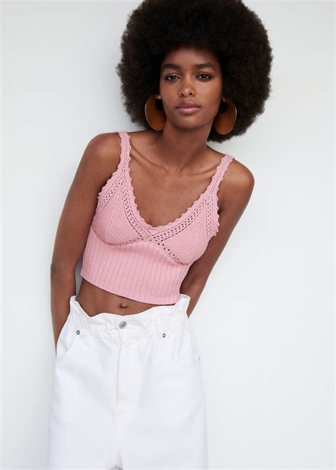 Top crop punto - Mujer | MANGO OUTLET España (Península y Baleares)