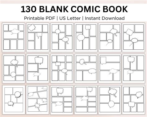 130 Blank Comic Book Template Printable. Comic Drawing Book. Comic ...