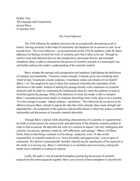 Ap Lang Sample Essays