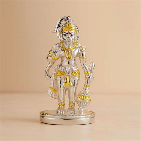 Gold & Silver Plated Resin Hanuman Idol For Pooja, Car Dashboard and G ...