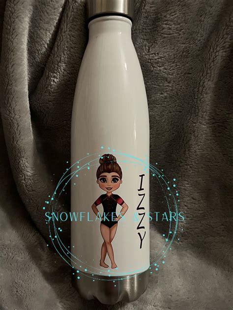 Personalised Gymnast Water Bottle, With Choice of 36 Gymnasts. Pink and ...