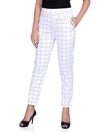 Buy Szeentp Women's Stretchable Striped Checked Jeggings | Yoga Track ...