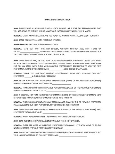 Image result for Dance Scene Script Examples