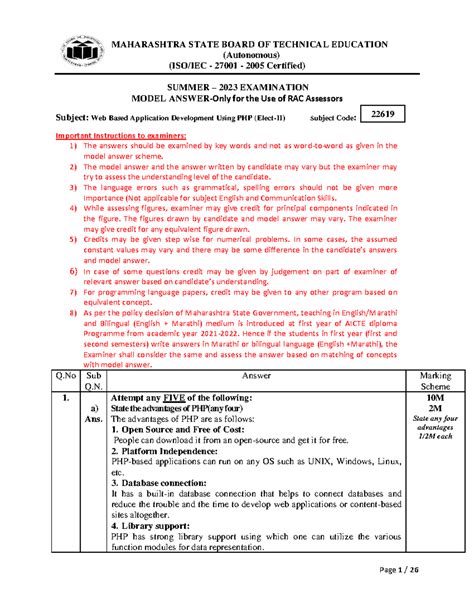 WBP 22619 Summer 2023 Model Answer: Web App Dev Using PHP - Studocu