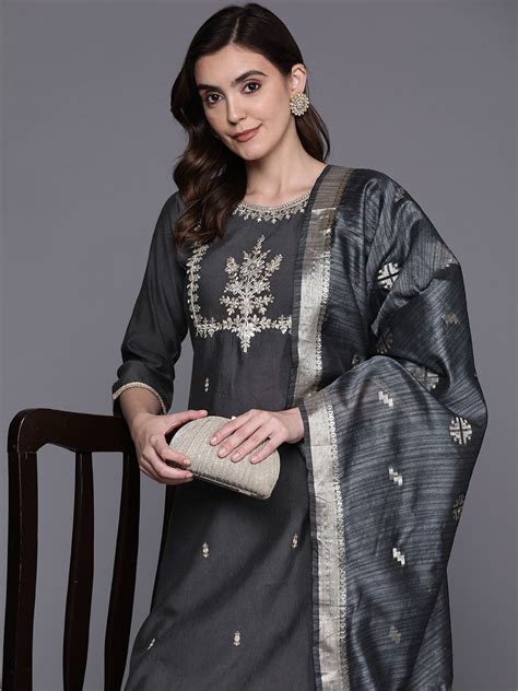 Indo Era Women Floral Embroidered Sequinned Liva Kurta with Palazzos ...