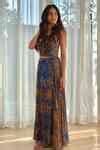 Buy Blue Chiffon Printed Maxi Skirt For Women by Saaksha & Kinni Online ...
