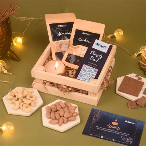Nutty Delights Hamper: Premium Chocolate and Nuts Diya Gift Set ...