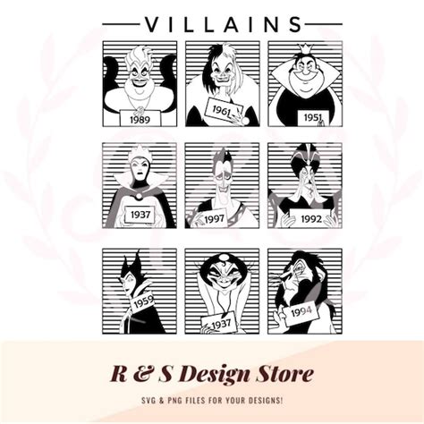 Villains Line Up Jail Years Sea Witch Queen Maleficent - Etsy India