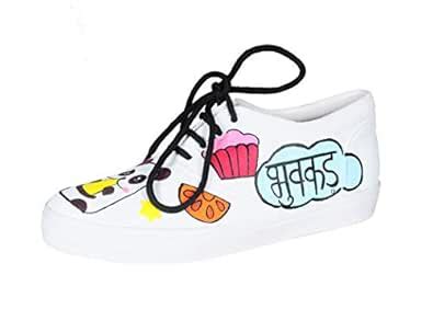 Funkfeets Bhukkad Printed Unisex Canvas Casual Sneaker (White) : Amazon ...