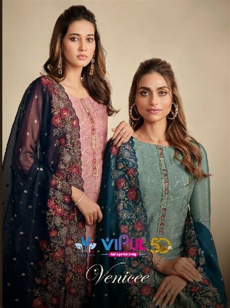 vipul fashion venicee embroidery work chinon ladies suits - textiledeal.in