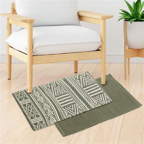 Buy Windsor Set of 2 Cotton Blend Woven Dhurries - 60x40cm from Home ...