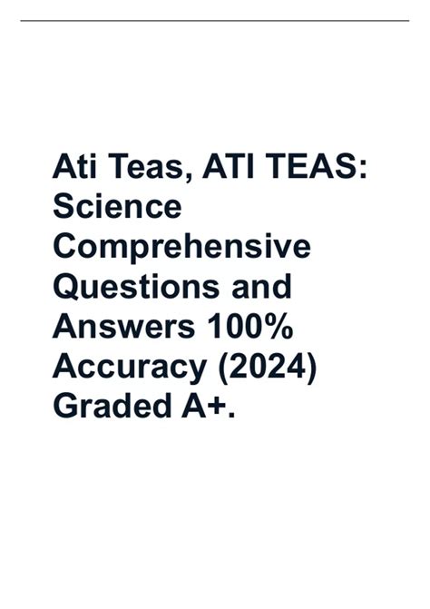 Ati Teas, ATI TEAS: Science Comprehensive Questions and Answers 100% ...