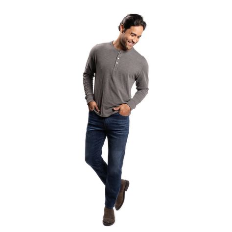 Henley Shirt Long Sleeve, Charcoal | Peter Manning NYC