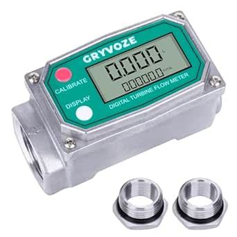 GRYVOZE 1 Inch Digital Fuel Flow Meter, 2.6-26 GPM Inline NPT Turbine ...