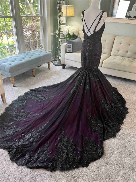 Transformative 2-in-1 Black and Purple Wedding Gown