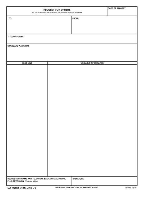1976-2026 Form DA 2446 - Blank Fillable Template | Fill Out, Print ...