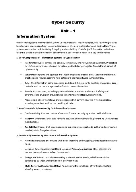 Unit 1 (MCA 1st Yr) - Cybersecurity Overview and InfoSec Principles ...
