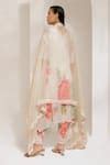 Buy Ivory Georgette, Polyester Embroidery, Beads Round Floral Print ...