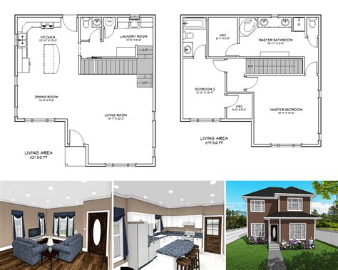 1500 Square Foot Two Bedroom Two and a Half Bathroom Floor Plan, Two ...